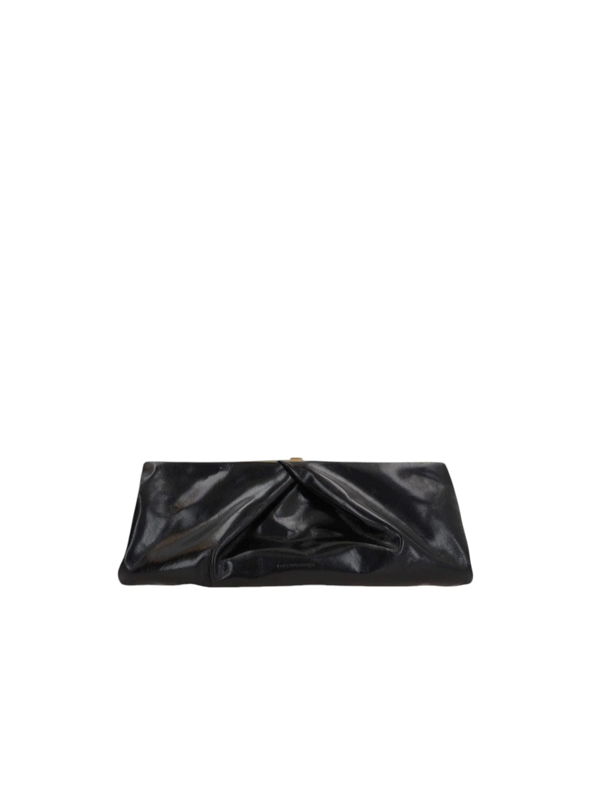 Shiny Leather Draped Clutch-DRIES VAN NOTEN-JOHN JULIA