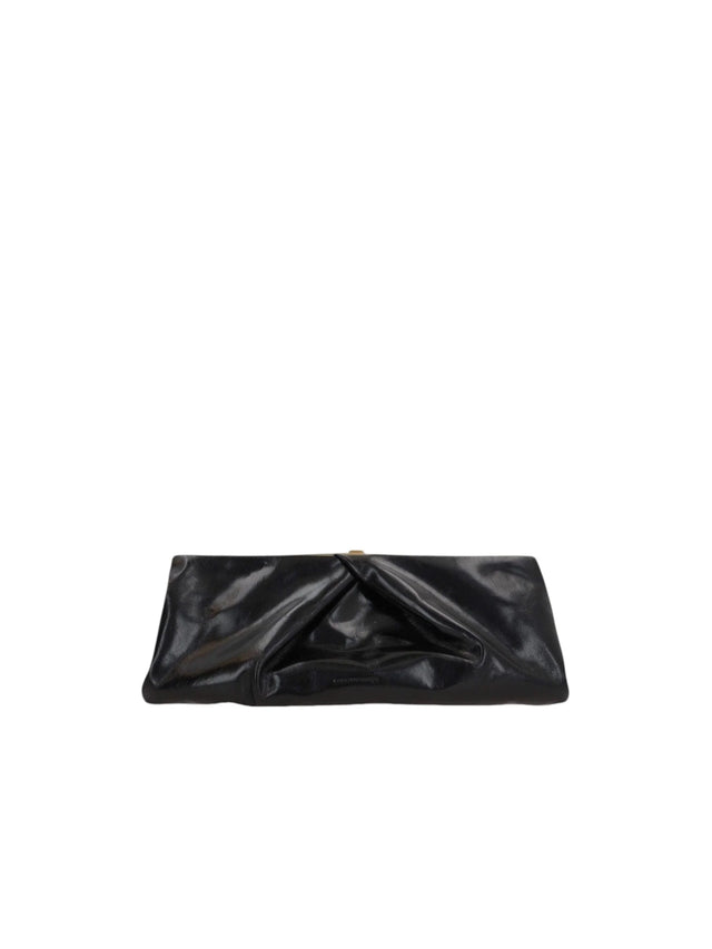 Shiny Leather Draped Clutch-DRIES VAN NOTEN-JOHN JULIA