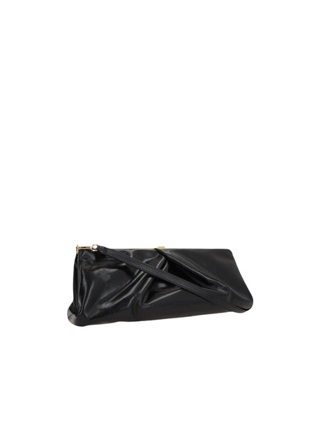 Shiny Leather Draped Clutch-DRIES VAN NOTEN-JOHN JULIA