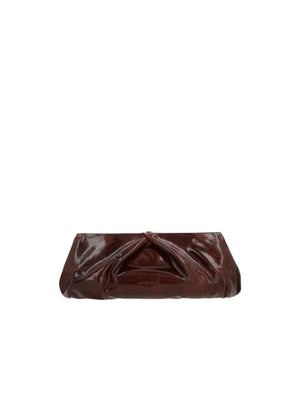 Shiny Leather Draped Clutch-DRIES VAN NOTEN-JOHN JULIA