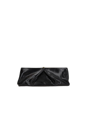 Shiny Leather Draped Clutch-DRIES VAN NOTEN-JOHN JULIA