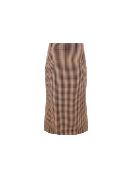 Sibyl Check Wool Midi Skirt-DRIES VAN NOTEN-JOHN JULIA