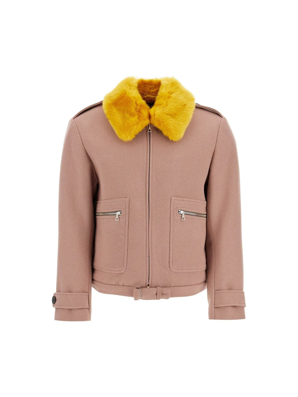 Wool Blouson With Faux Fur Collar