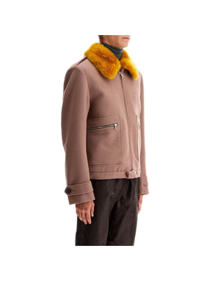 Wool Blouson With Faux Fur Collar