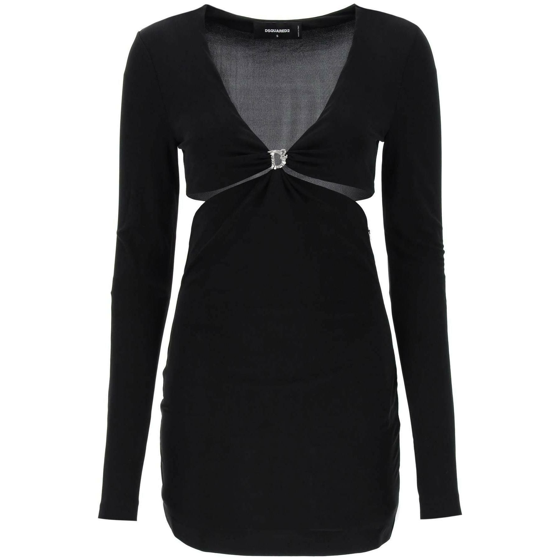Black Cut-Out Jersey Embellished Long-Sleeve Mini Dress DSQUARED2 JOHN JULIA.