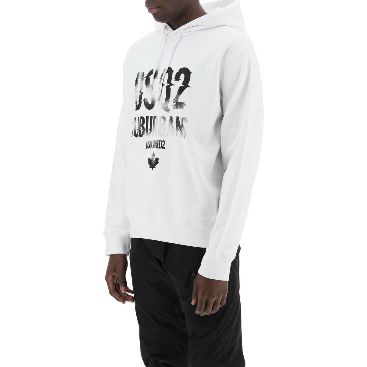 White Brushed Cotton Jersey Suburbans Cool Fit Sweatshirt DSQUARED2 JOHN JULIA.