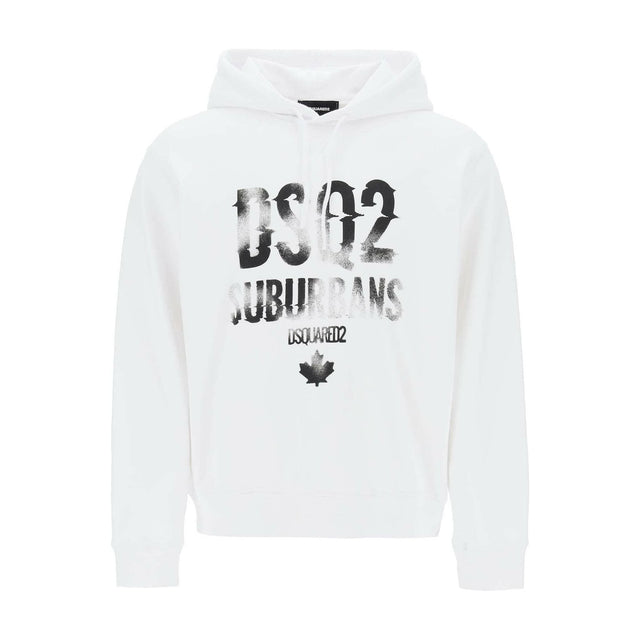 White Brushed Cotton Jersey Suburbans Cool Fit Sweatshirt DSQUARED2 JOHN JULIA.