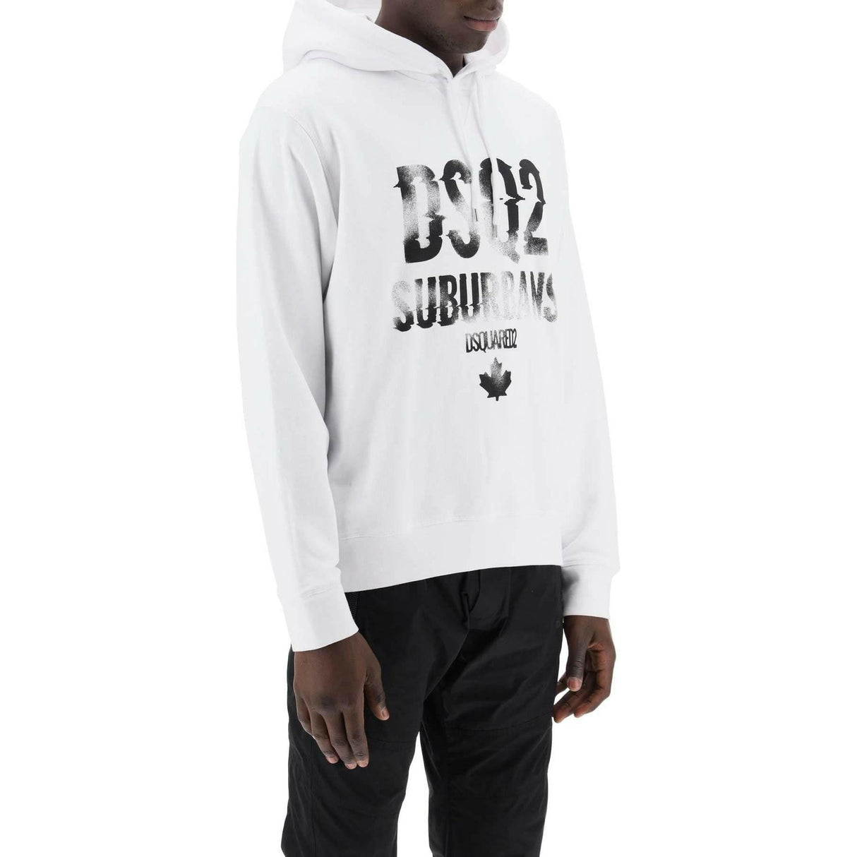 White Brushed Cotton Jersey Suburbans Cool Fit Sweatshirt DSQUARED2 JOHN JULIA.