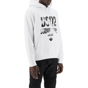 White Brushed Cotton Jersey Suburbans Cool Fit Sweatshirt DSQUARED2 JOHN JULIA.