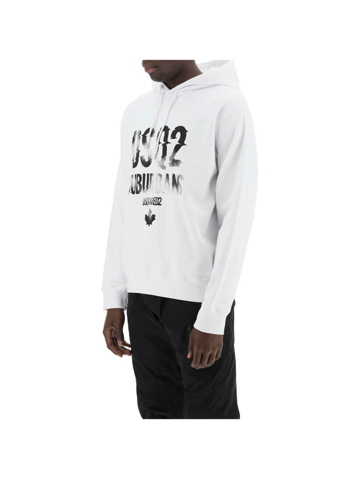 White Brushed Cotton Jersey Suburbans Cool Fit Sweatshirt DSQUARED2 JOHN JULIA.