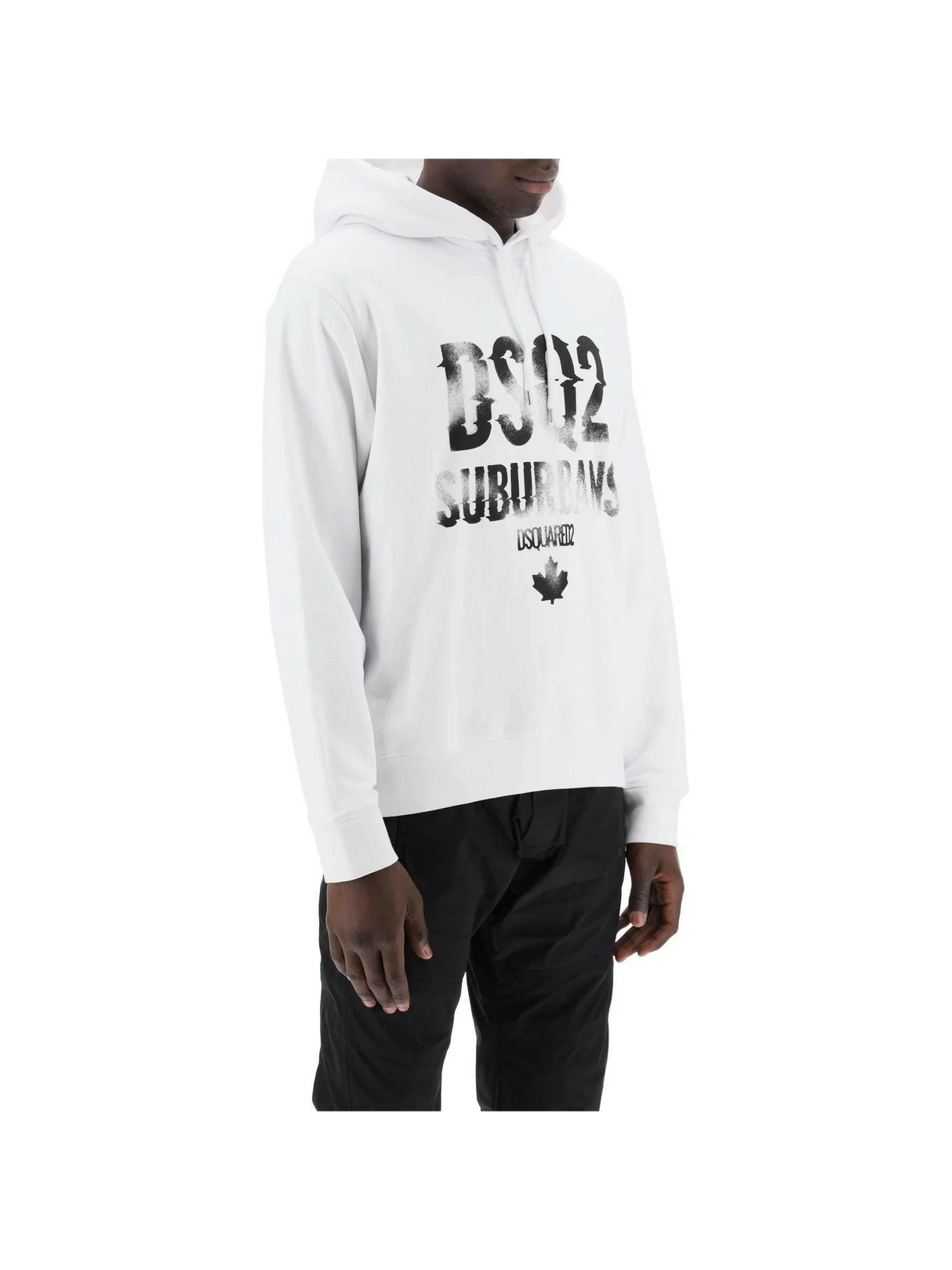 White Brushed Cotton Jersey Suburbans Cool Fit Sweatshirt DSQUARED2 JOHN JULIA.