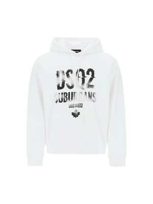 White Brushed Cotton Jersey Suburbans Cool Fit Sweatshirt DSQUARED2 JOHN JULIA.