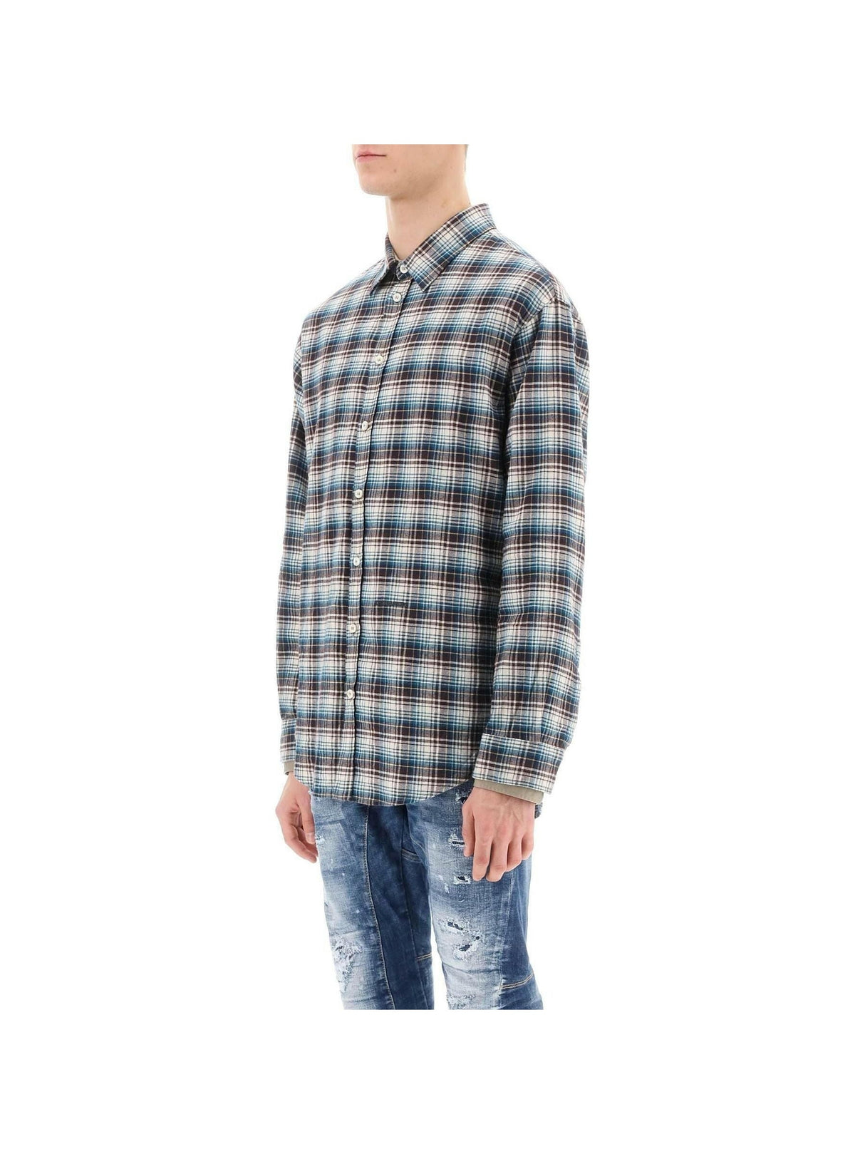 Check Shirt With Layered Sleeves DSQUARED2 JOHN JULIA.