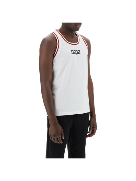 White DSQ2 Cotton Tank Top DSQUARED2 JOHN JULIA.