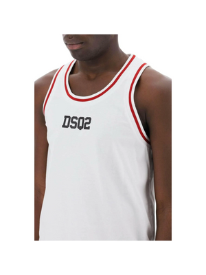 White DSQ2 Cotton Tank Top DSQUARED2 JOHN JULIA.