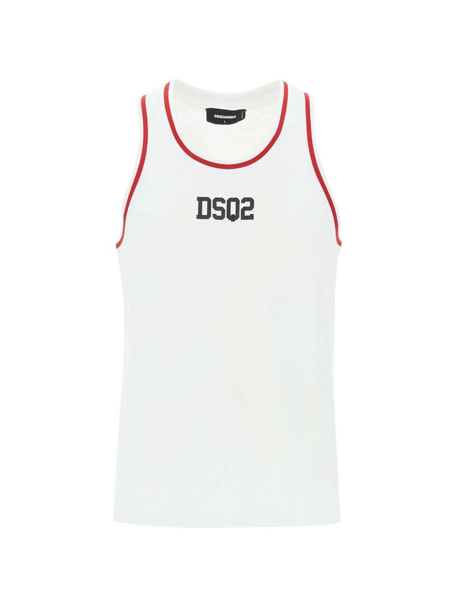 White DSQ2 Cotton Tank Top DSQUARED2 JOHN JULIA.