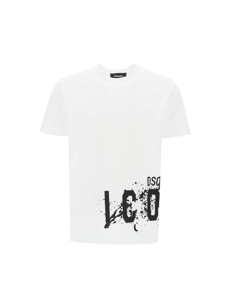 DSQUARED2-Icon Splash Cotton Crew-neck T-shirt-JOHN JULIA