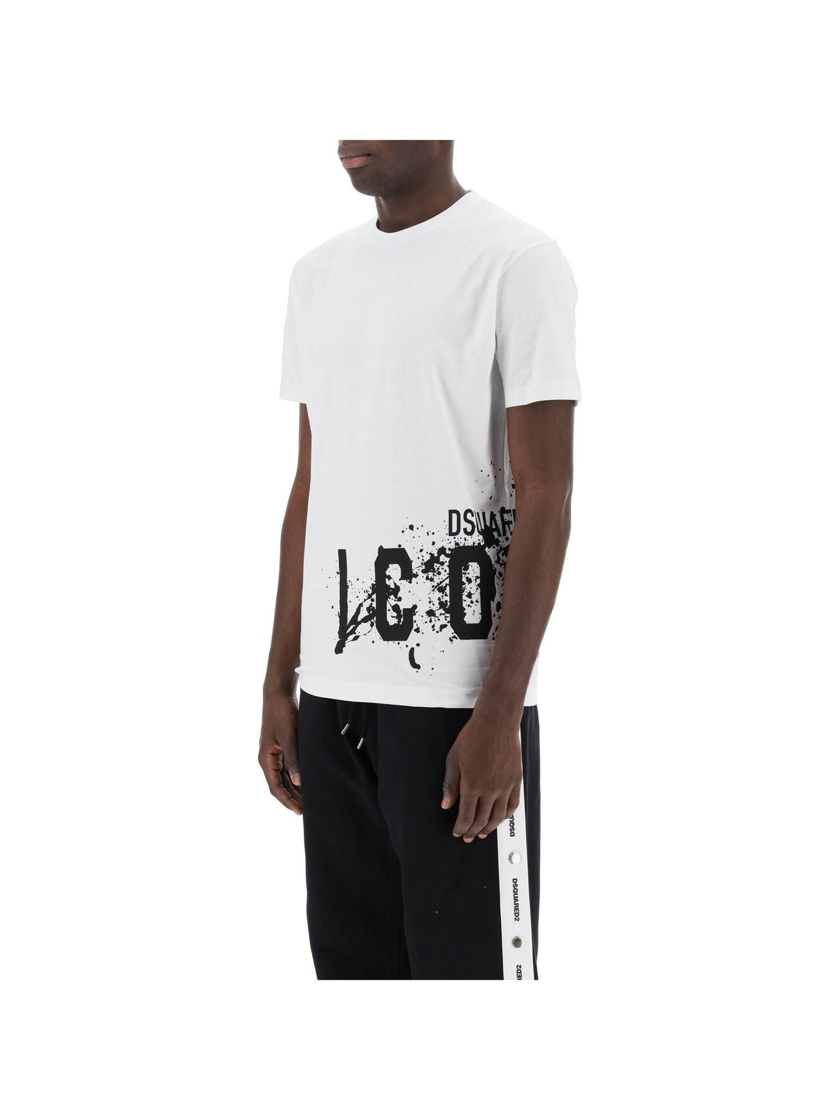 DSQUARED2-Icon Splash Cotton Crew-neck T-shirt-JOHN JULIA