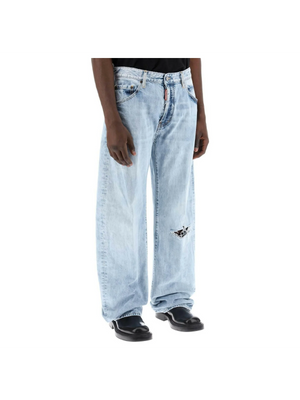 Light Wash Destroyed Oversized Jeans DSQUARED2 JOHN JULIA.