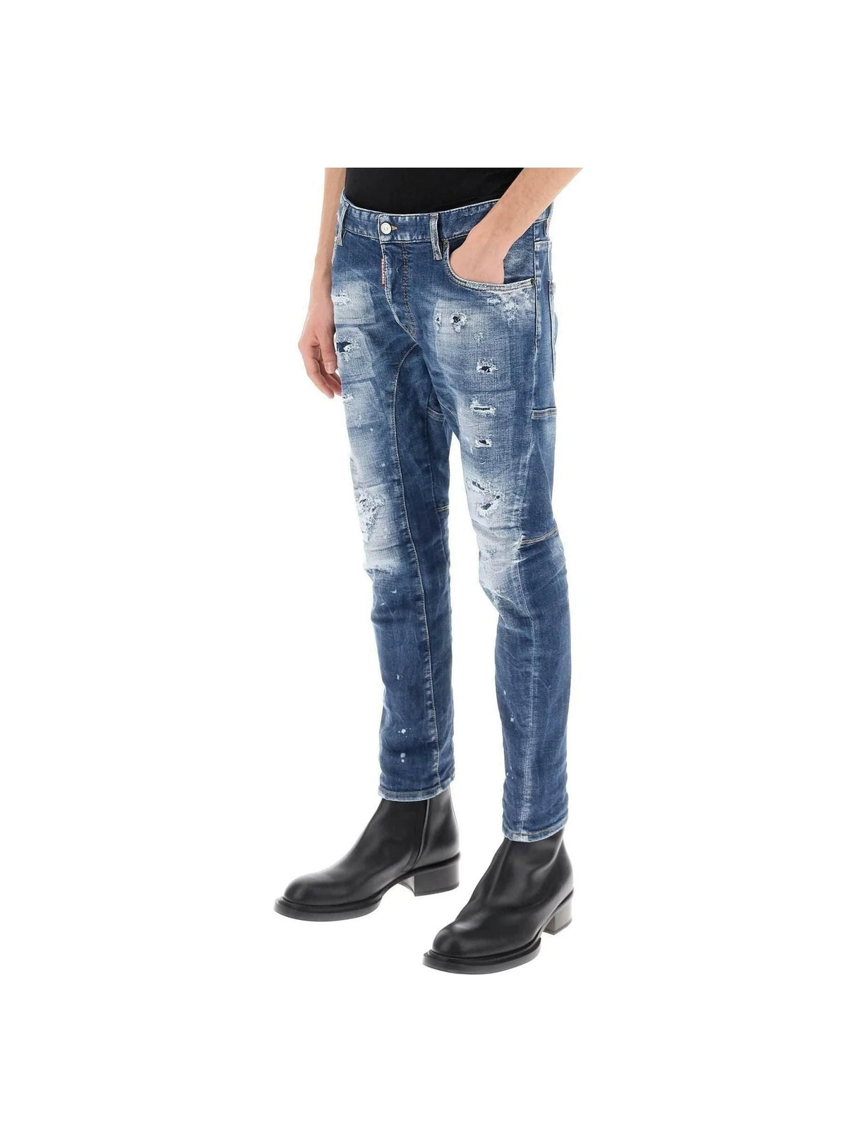 Medium Mended Rips Wash Tidy Biker Jeans DSQUARED2 JOHN JULIA.