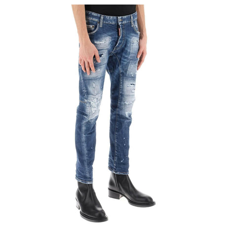 Medium Mended Rips Wash Tidy Biker Jeans DSQUARED2 JOHN JULIA.