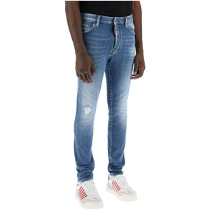 Navy Blue Medium Preppy Wash Cool Guy Stretch Denim Jeans DSQUARED2 JOHN JULIA.