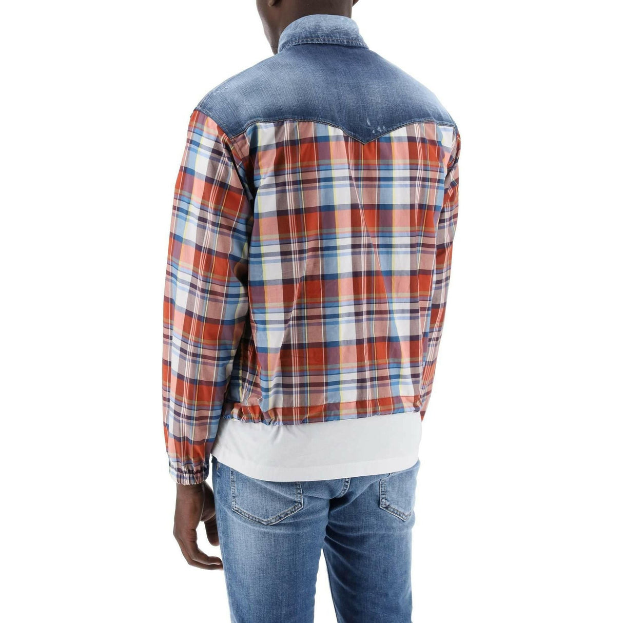 Plaid Western Shirt With Denim Inserts DSQUARED2 JOHN JULIA.