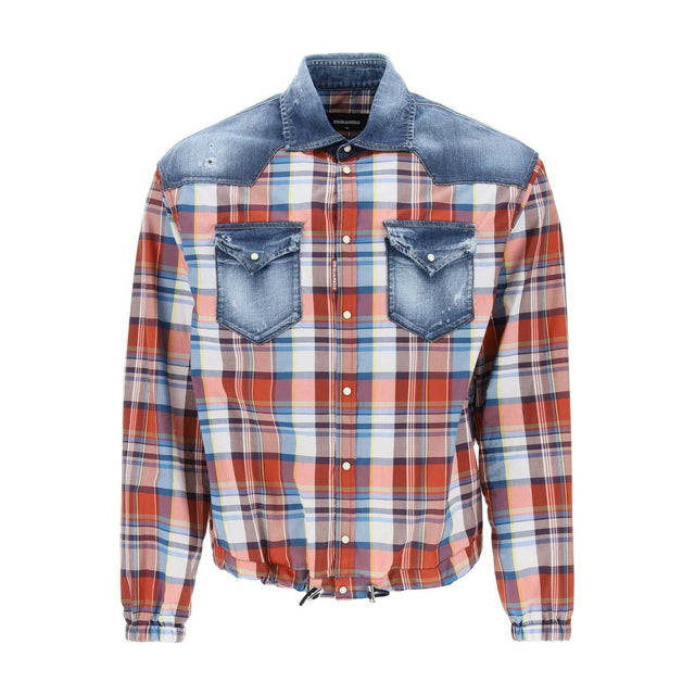 Plaid Western Shirt With Denim Inserts DSQUARED2 JOHN JULIA.