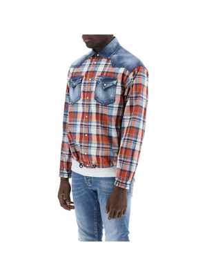 Plaid Western Shirt With Denim Inserts DSQUARED2 JOHN JULIA.