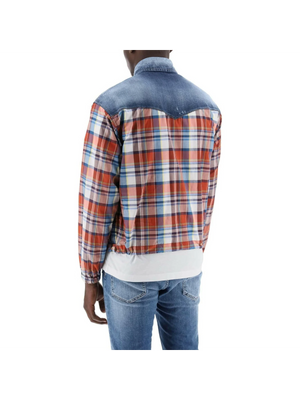 Plaid Western Shirt With Denim Inserts DSQUARED2 JOHN JULIA.