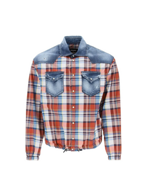 Plaid Western Shirt With Denim Inserts DSQUARED2 JOHN JULIA.