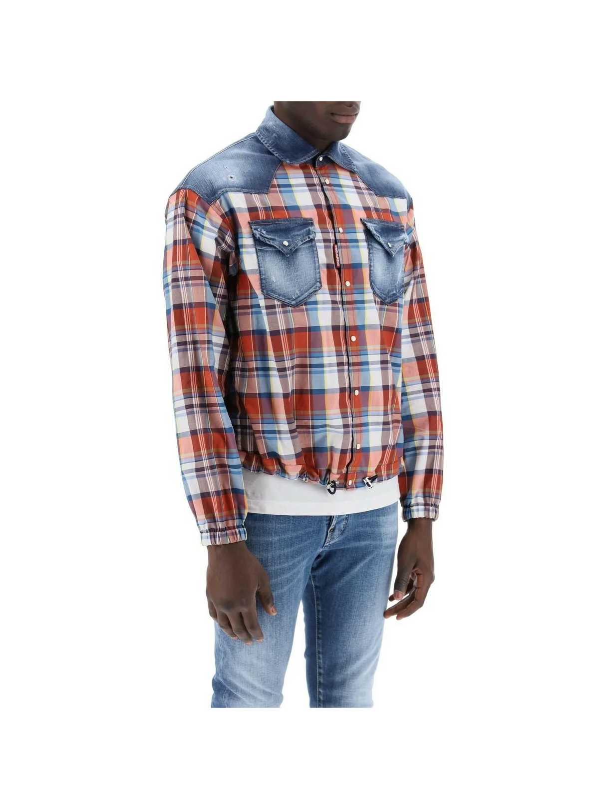 Plaid Western Shirt With Denim Inserts DSQUARED2 JOHN JULIA.