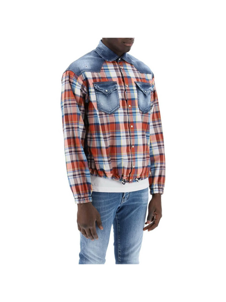 Plaid Western Shirt With Denim Inserts DSQUARED2 JOHN JULIA.