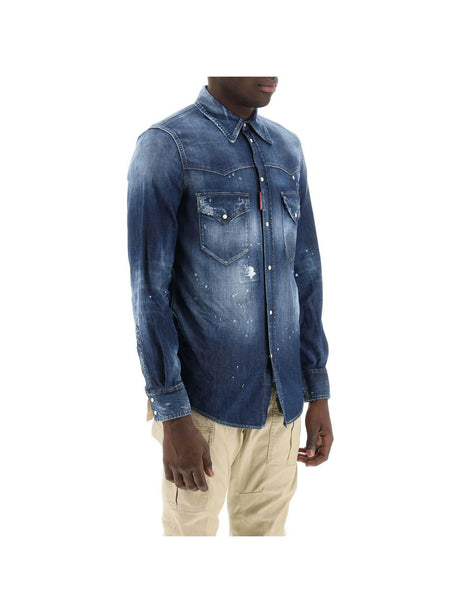 Western Shirt In Used Denim DSQUARED2 JOHN JULIA.