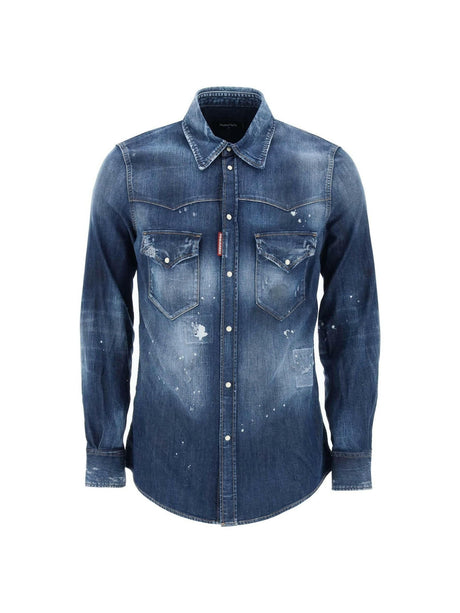 Western Shirt In Used Denim DSQUARED2 JOHN JULIA.