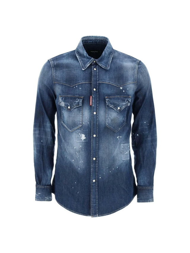 Western Shirt In Used Denim DSQUARED2 JOHN JULIA.