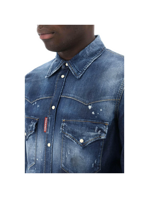 Western Shirt In Used Denim DSQUARED2 JOHN JULIA.