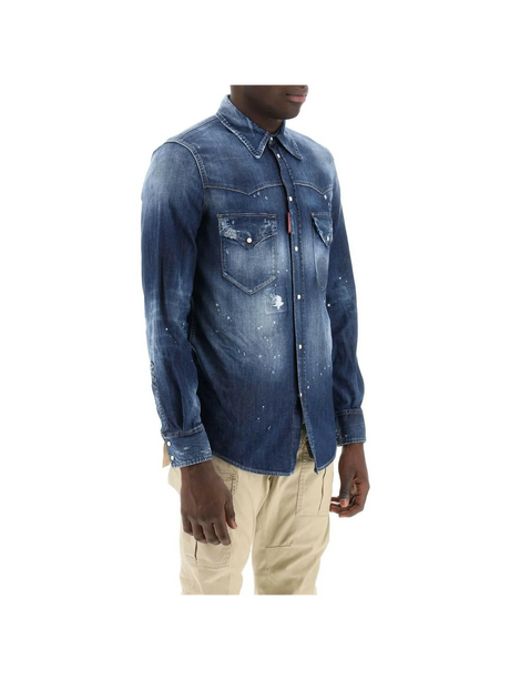 Western Shirt In Used Denim DSQUARED2 JOHN JULIA.