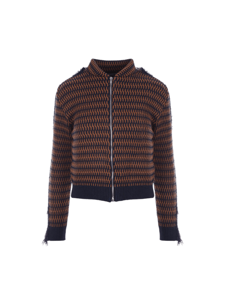 Knit Cropped Bomber Jacket-DURAZZI MILANO-JOHN JULIA