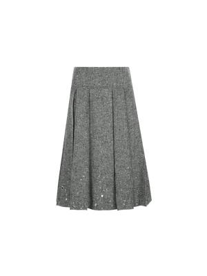 Pleated Wool Blend A-line Skirt-DURAZZI MILANO-JOHN JULIA