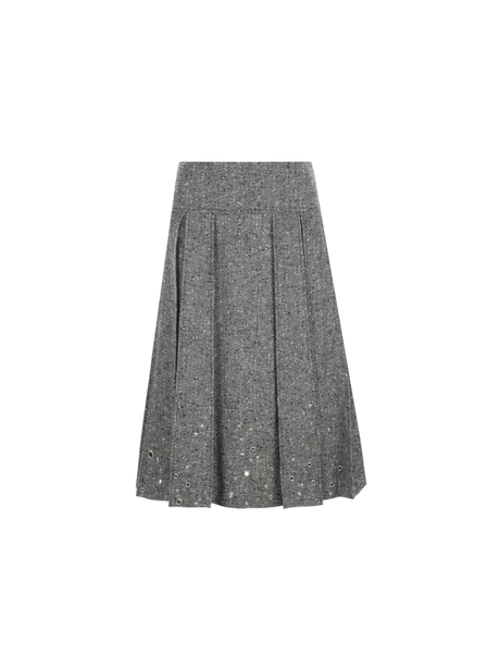 Pleated Wool Blend A-line Skirt-DURAZZI MILANO-JOHN JULIA