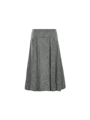 Pleated Wool Blend A-line Skirt-DURAZZI MILANO-JOHN JULIA