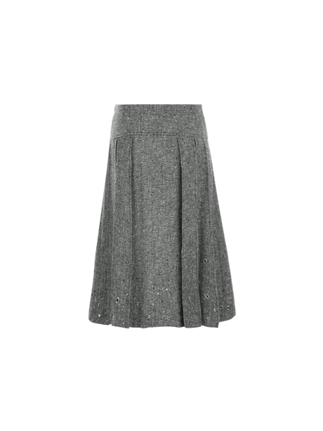 Pleated Wool Blend A-line Skirt-DURAZZI MILANO-JOHN JULIA