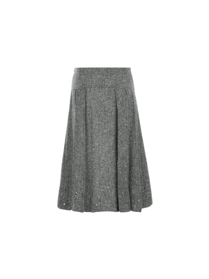 Pleated Wool Blend A-line Skirt-DURAZZI MILANO-JOHN JULIA