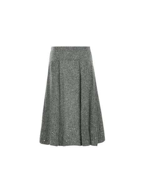 Pleated Wool Blend A-line Skirt-DURAZZI MILANO-JOHN JULIA