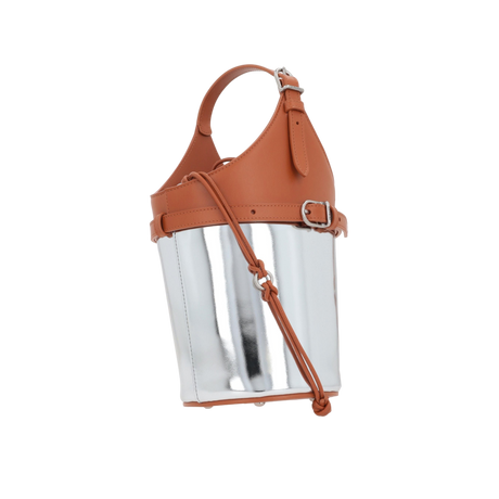 Smooth and Laminated Leather Bucket Bag-DURAZZI MILANO-JOHN JULIA