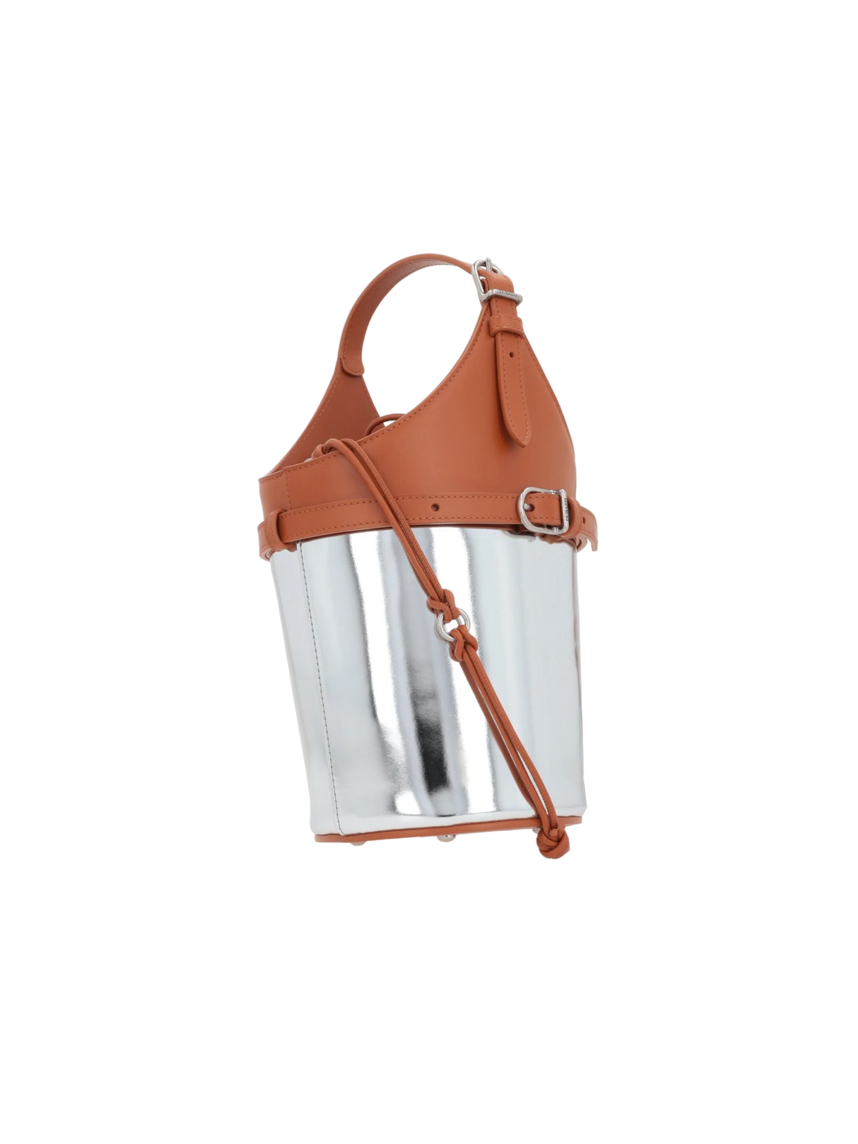 Smooth and Laminated Leather Bucket Bag-DURAZZI MILANO-JOHN JULIA