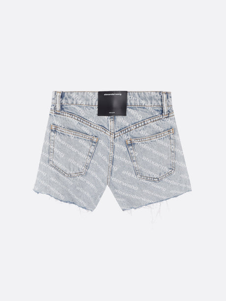 Logo Print Denim Shorts-Alexander Wang-JOHN JULIA