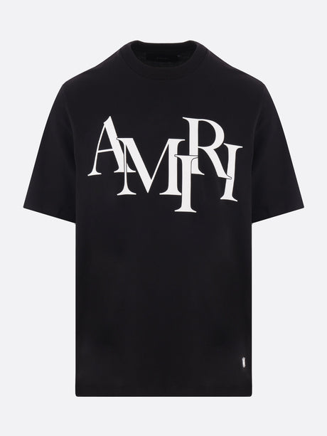 Staggered Logo Cotton Tee-Amiri-JOHN JULIA