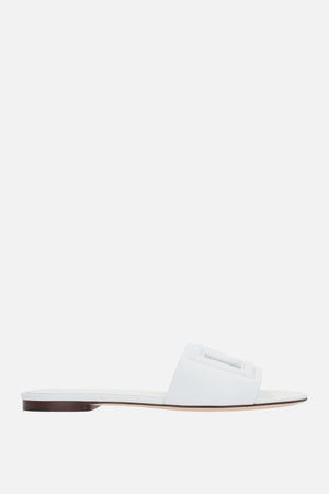 Smooth Leather Slide Sandals With Dg Millennials Logo-DOLCE & GABBANA-JOHN JULIA